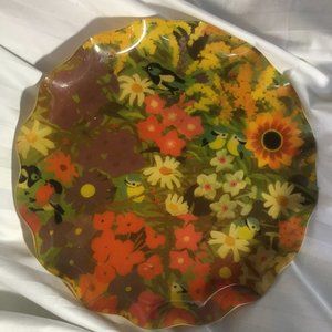 FAB Fabric Tray Orange Flower Gordon Fraser Canada 13" Bruce McLartly Signed MCM